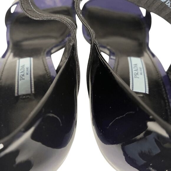 Prada Patent Leather Elastic Strap Sandals 93mm Heel Giacinto Size 39 Open Toe - Picture 8 of 12